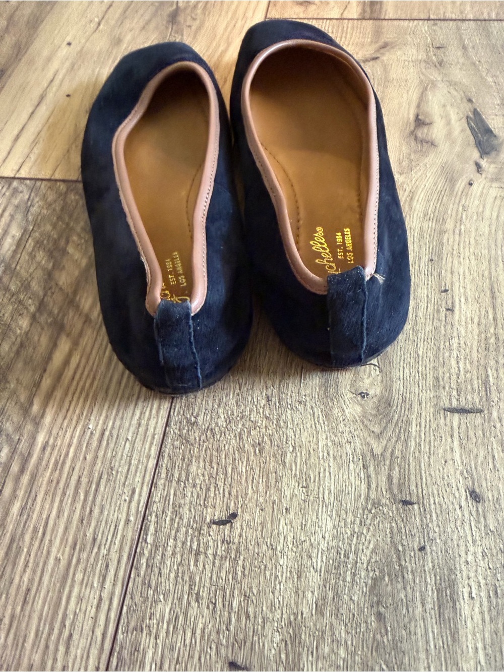 Seychelles Black Suede Square-Toe Ballet Flats with Tan Trim - Size 7 - Picture 7 of 10
